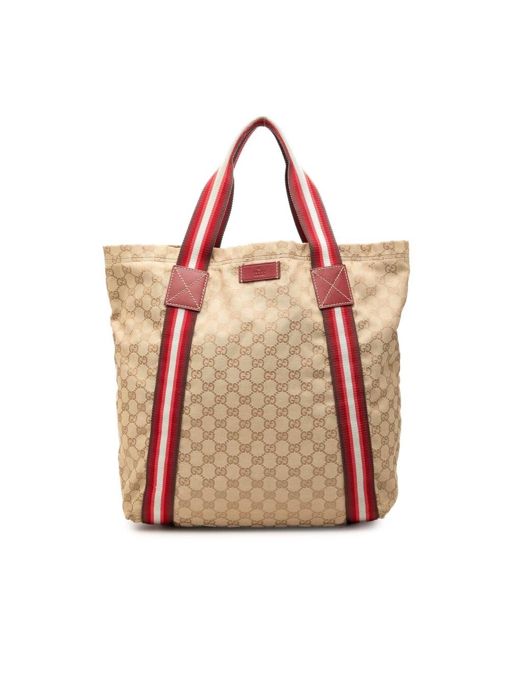 Gucci Gg Canvas Web Tote Pre-Loved #341697G42B